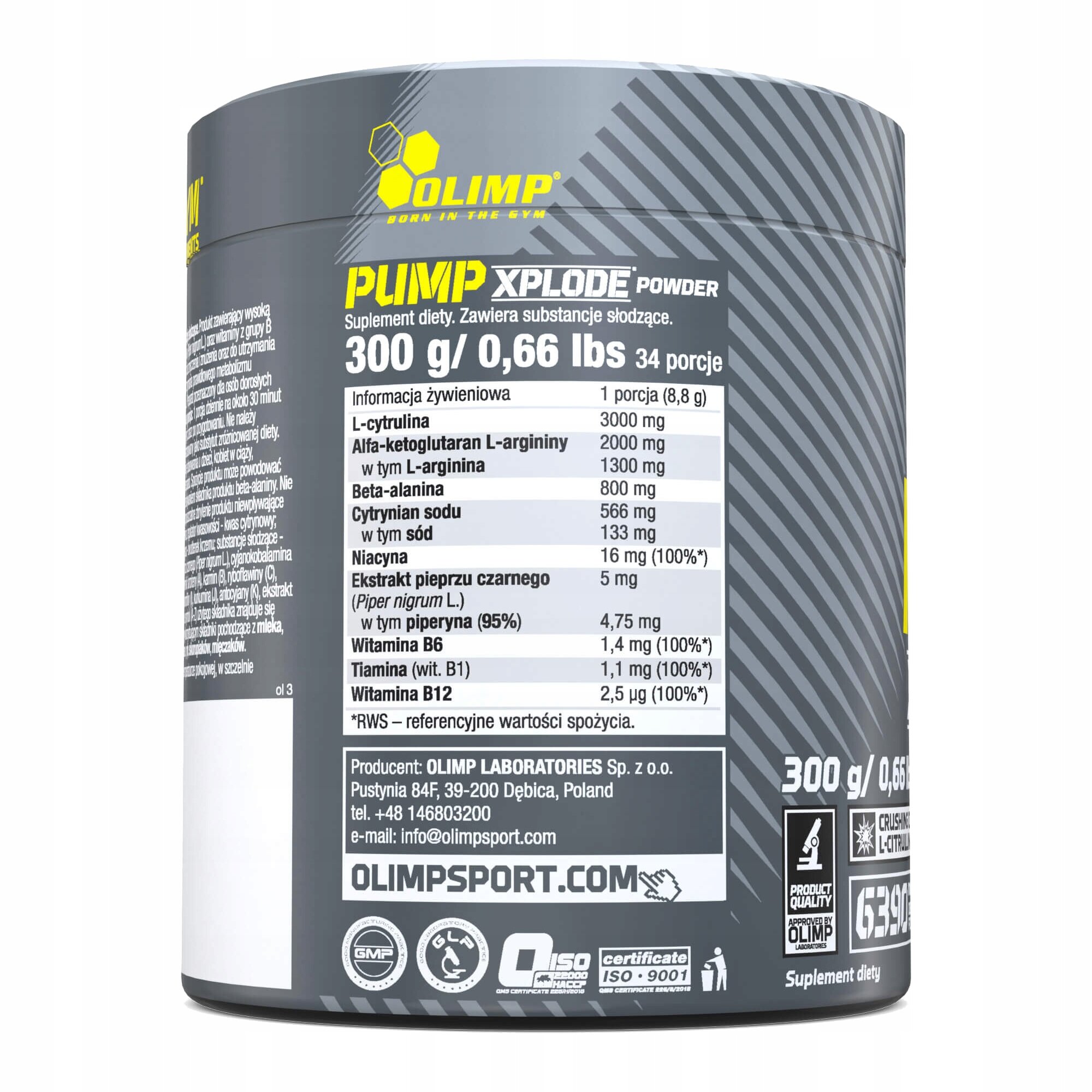 Olimp PUMP XPLODE Powder 300 g Fruit - CYTRULINA - ARGININA - BETA ALANINA