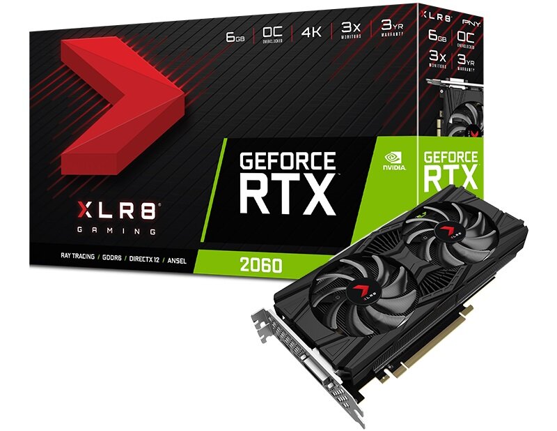 Karta graficzna PNY GeForce RTX 2060 Gaming OC 6GB - wygląd ogólny opakowanie Nvidia Turing RTX wyższe taktowanie procesora graficznego