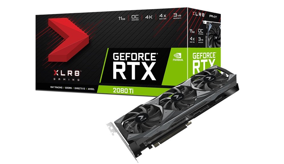 Karta PNY GeForce RTX 2080 Ti 11 GB XLR8 Gaming Overclocked Edition NVIDIA Turing aluminiowe blaszki