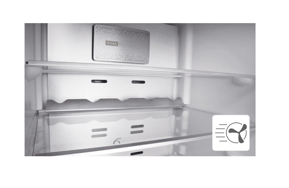 Lodówka WHIRLPOOL W9 931D IX H Nofrost Srebrna Metalowa osłona wentylatora