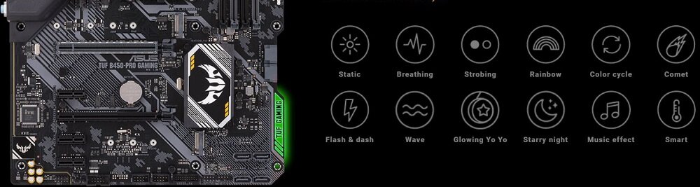 Płyta główna ASUS Tuf B450-Pro Gaming - efekty led RGB