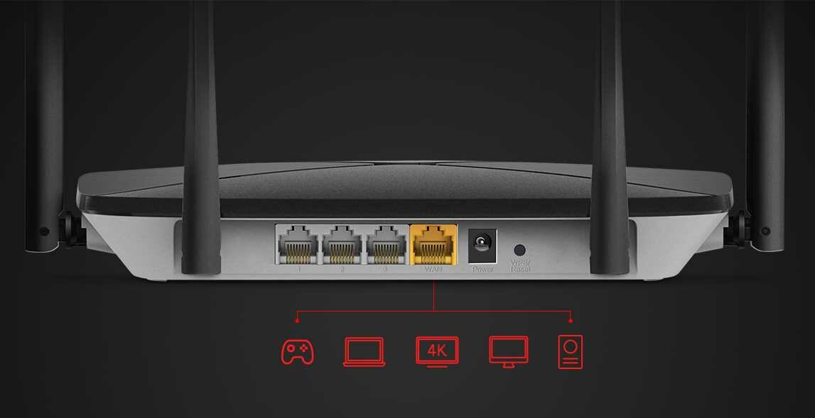 Router MERCUSYS AC12G - Cztery gigabajtowe porty