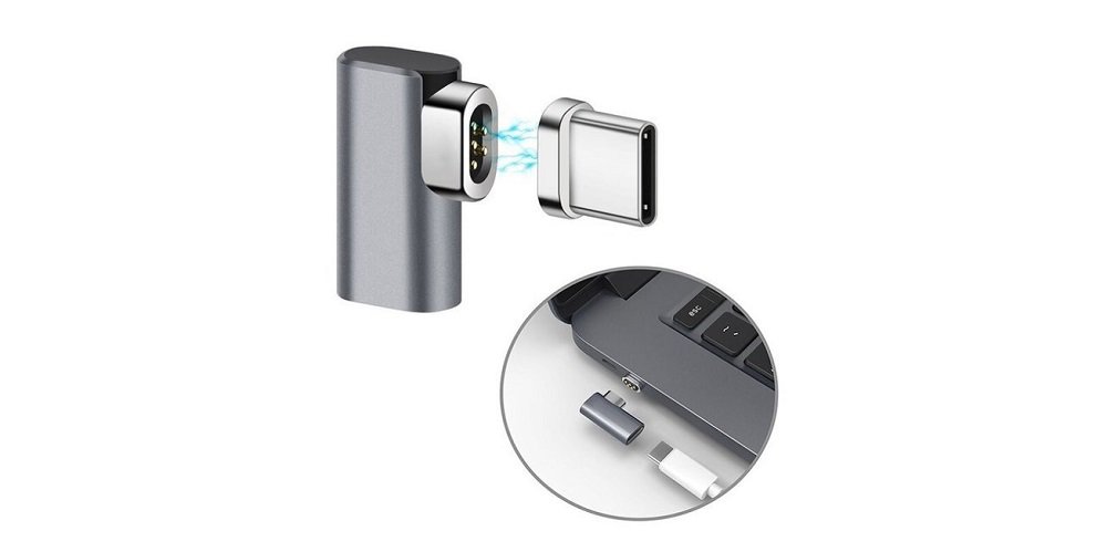 Mini Adapter USB-C - USB-C Magnetic BASEUS widok końcówka magnetyczna montaż