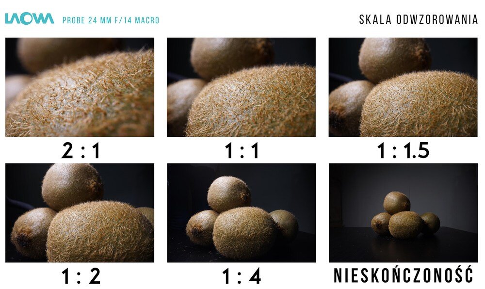 Skala odwzorowania obiektywem Venus Optics Laowa Probe 24 mm f/14 Macro 2:1