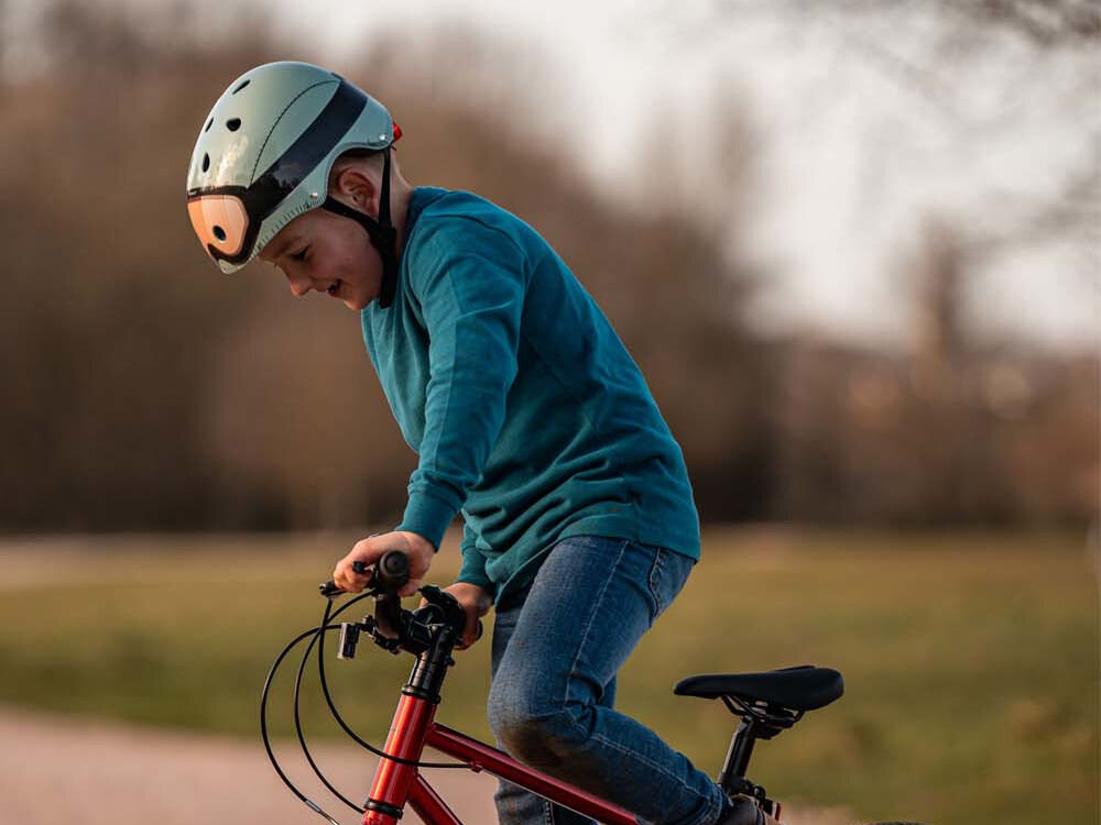 Kask HORNIT Military Zielony dla Dzieci (rozmiar S) lampka tryby wentylacja