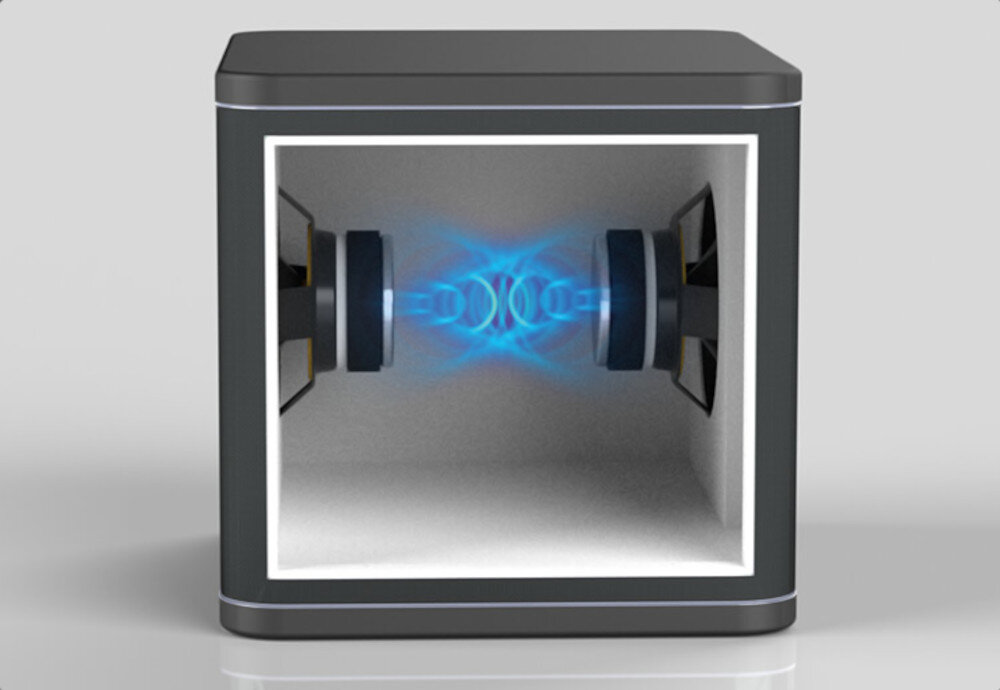 Subwoofer TECHNISAT Audiomaster SW 150 Czarny konstrukcja push-pull wnętrze