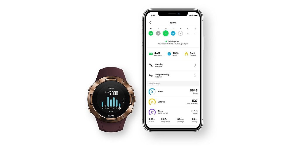 Zegarek sportowy SUUNTO 5 aplikacja mapy monitor