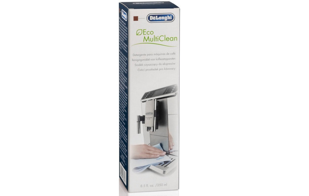 srodek czyszczacy DELONGHI Eco MultiClean 250 ml uzytkowanie przyjazna formula dla srodowiska usuwa plamy z kawy i inne zabrudzenia skuteczny