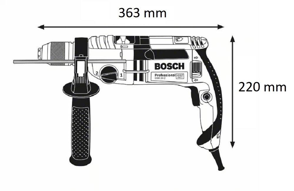 Wiertarka udarowa BOSCH Professional GSB 24 2 Wymiary