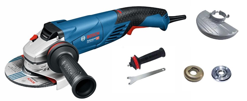 Szlifierka kątowa BOSCH Professional GWS 18-125 SL 06017A3200 zestaw klucz oczkowy kolnierz mocujacy nakretka mocujaca oslona rekojesc dodatkowa dokumentacja
