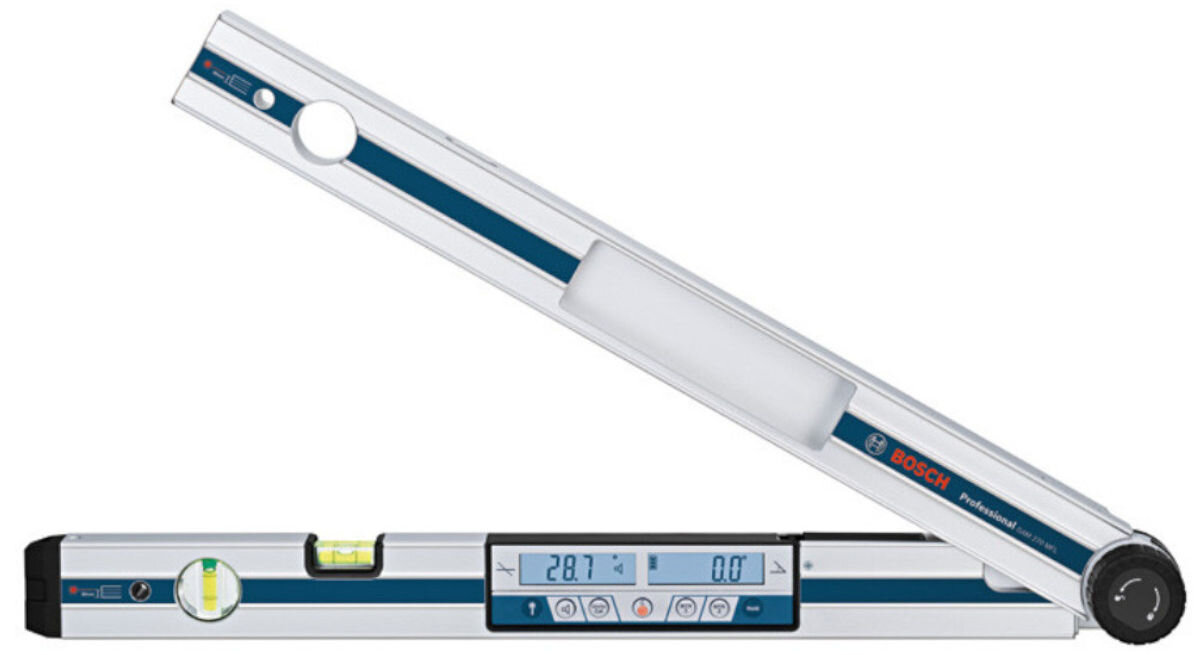 Kątomierz cyfrowy BOSCH Professional GAM 270 MFL 0601076400, kątomierz, profesjonalny, pomiar, kąty, na białym tle Kątomierz cyfrowy Bosch Professional GAM 270 MFL.