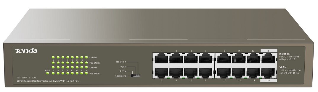 Switch TENDA Transmisja Zasilanie PoE Wymiary tryb rozszerzony tryb standardowy