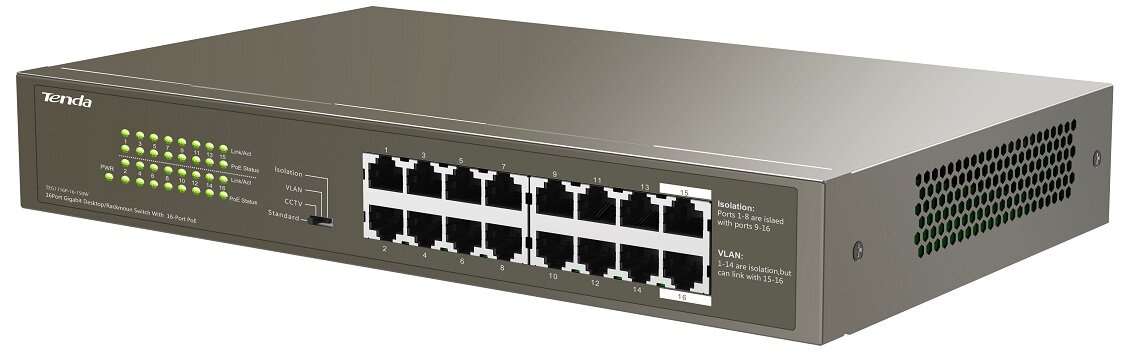 Switch TENDA Transmisja Zasilanie PoE Wymiary tryb rozszerzony tryb standardowy