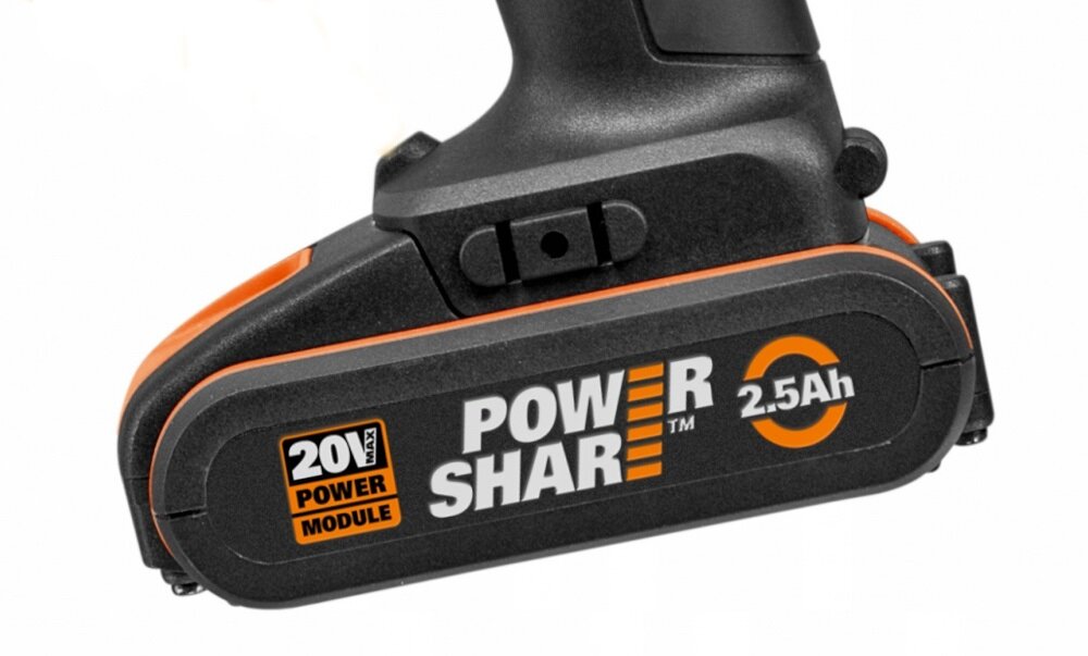 Wiertarko-wkrętarka WORX WX372 akumulator o napięciu 20 V pojemność 2,0 Ah technologia litowo-jonowa