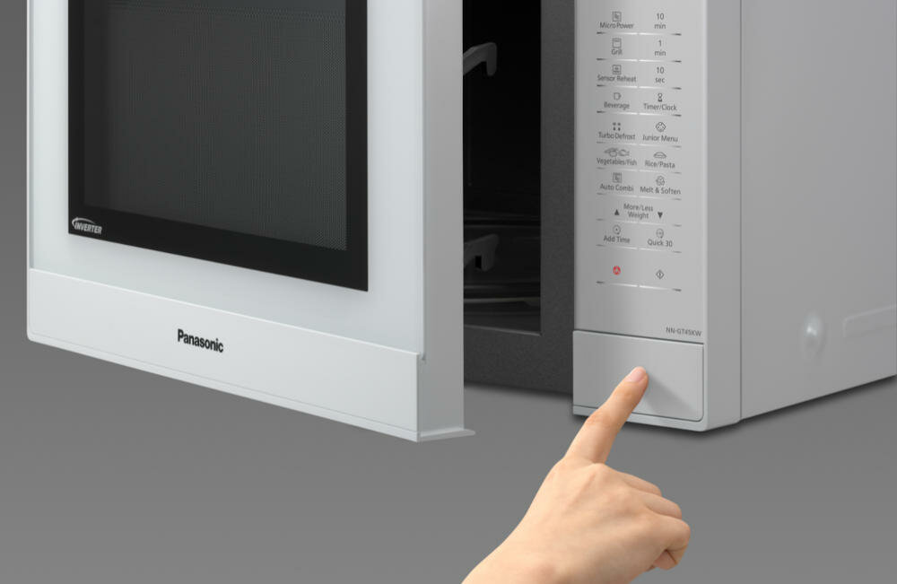 PANASONIC-NN-GT45KWSUG kuchenka mikrofalowa wygodne otwieranie palcem bez uchytów