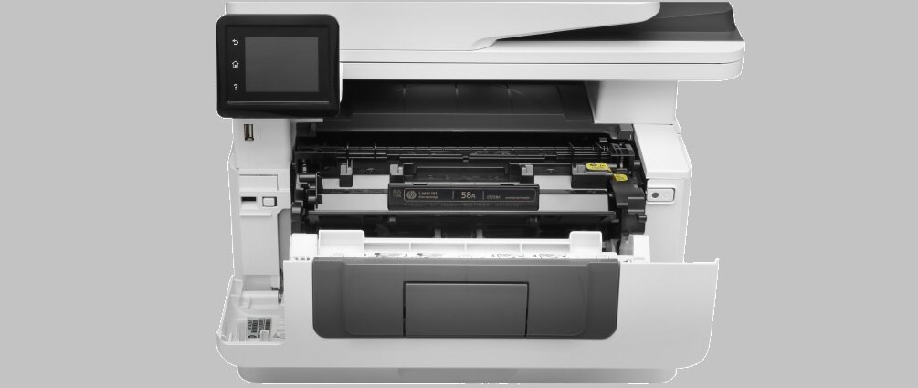 Urządzenie HP LaserJet Pro M428fdw drukowanie skanowanie kopiowanie tusz jakość kolor czerń zbiornik przyciski płynność oszczędność wymiary Rozdzielczość druku