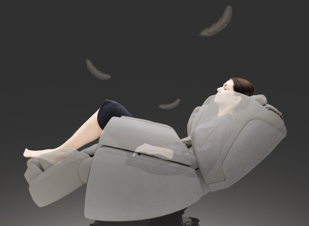 Fotel masujący SYNCA Kagra techniki masażu głowice powietrze czujniki panel sterujący masaż 4D zerowa grawitacja podnózek regulacja głośniki styl elegancja