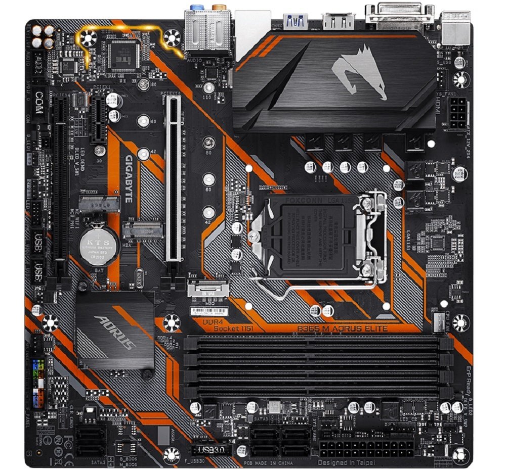 PŁYTA GŁÓWNA GIGABYTE B365M AORUS ELITE złącza pozłacane stabilne zasilanie wysoka moc