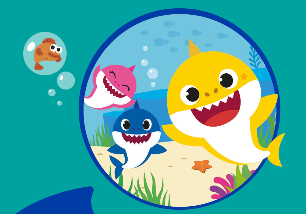 Pieluchomajtki PAMPERS Splashers Baby Shark 3 (12 szt.) motyw baby shark boczki