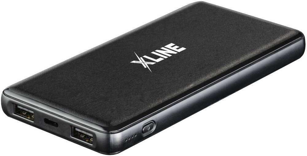 Powerbank XLINE 10000 mAh Czarny wyglad front bok skos