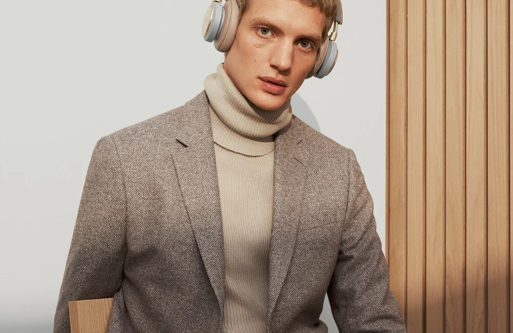 SŁUCHAWKI BLUETOOTH BANG&OLUFSEN BEOPLAY H9 NAUSZNE SZARO-ZŁOTE tryb przeźroczystości dźwięku aktywna eliminacja hałasu