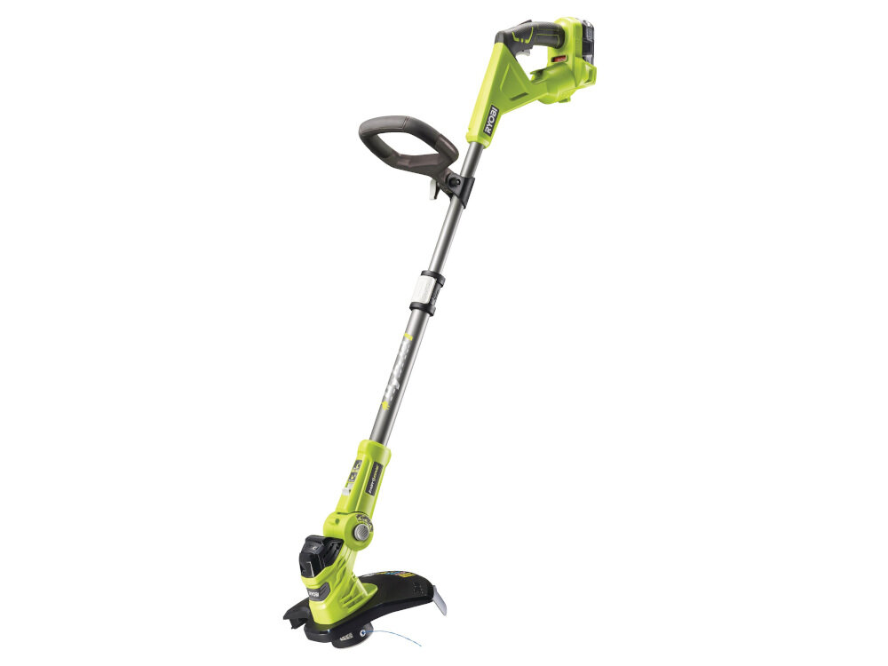 Podkaszarka akumulatorowa RYOBI RLT1825M15S solidny sprzęt innowacyjna technologia hybrydowa zasilanie akumulatorowe sieciowe niska waga 3,3 kg poziom hałasu 92 dB