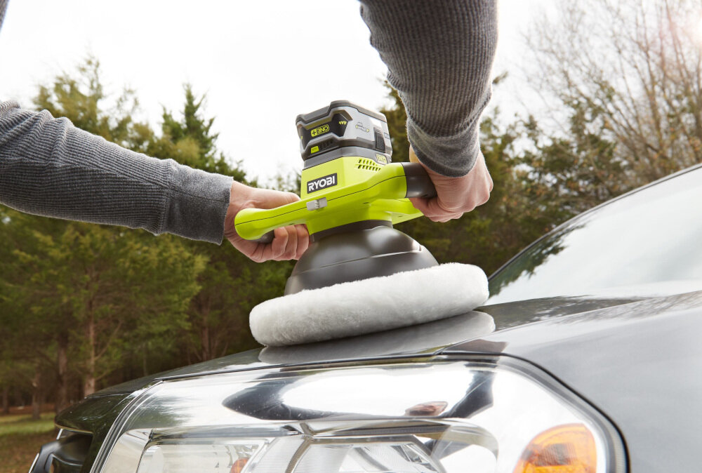 Polerka RYOBI R18B-0 rączki w kształcie półksiężyca wyprofilowane ogumowane rękojeści