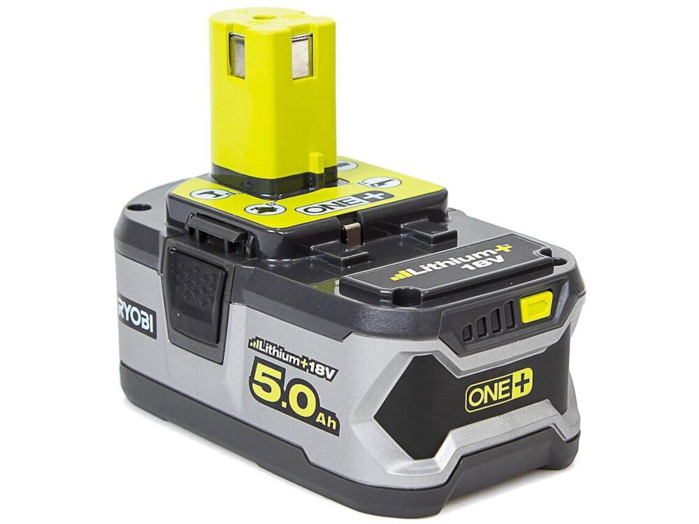 Akumulator RYOBI RB18L50 One+ 18V 5Ah napięcie 18 V rodzaj litowo-jonowy pojemność 5,0 Ah duża moc długi czas pracy trwałość wskaźnik naładowania