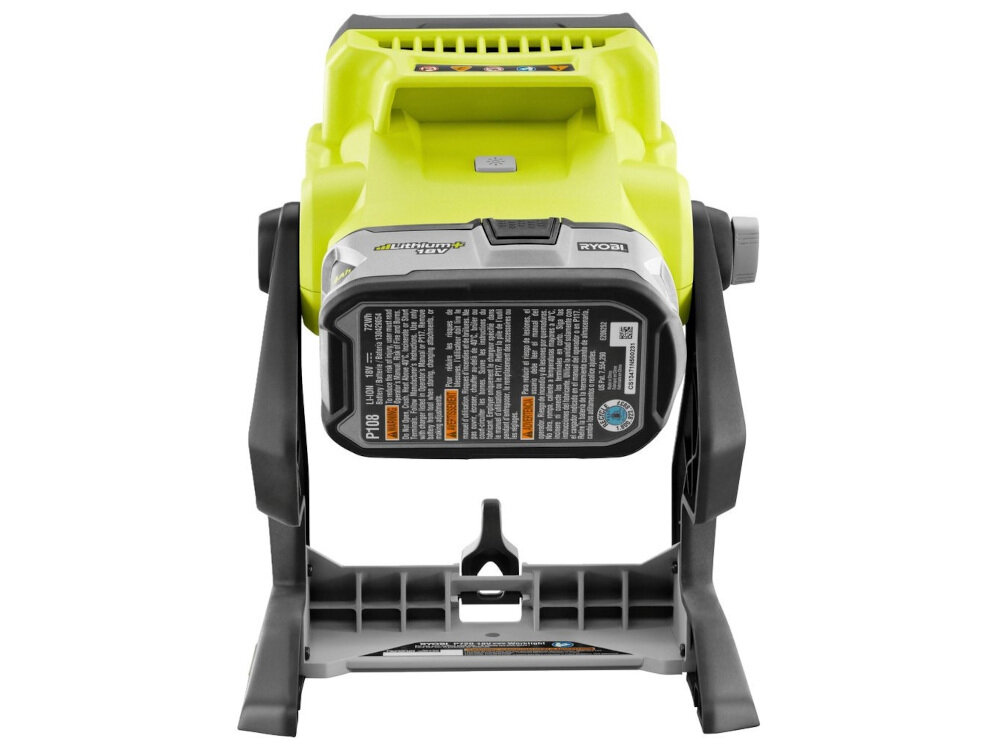 Lampa RYOBI R18ALH-0 można ustawić w pionie lub zawiesić praktyczny hak długi czas pracy do 5 godzin akumulator o pojemności 4,0 Ah w zestawie brak akumulatora