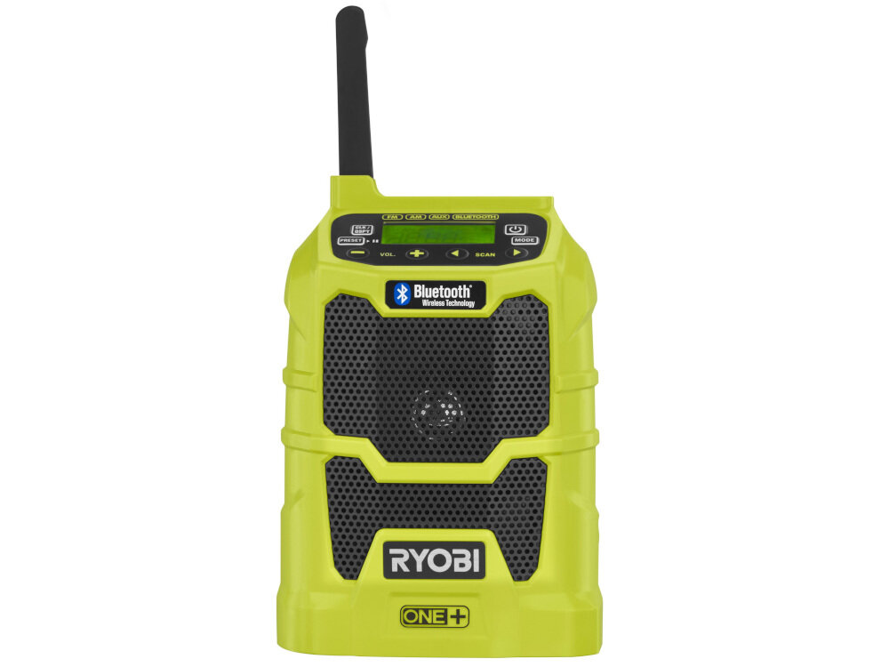 Radio RYOBI ONE+ R18R-0 dla miłośników dobrego brzmienia czyste brzmienie dźwięku w pełnym zakresie głośności kompaktowy rozmiar niska waga 1,1 kg z akumulatorem cyfrowy tuner zapisanie do 10 stacji radiowych w pasmach FM i AM