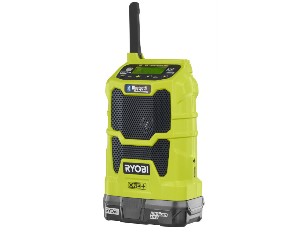 Radio RYOBI ONE+ R18R-0 głośniki o mocy 3 W w wyposażeniu 2 baterie alkaliczne AAA z wysokiej jakości tworzywa sztucznego