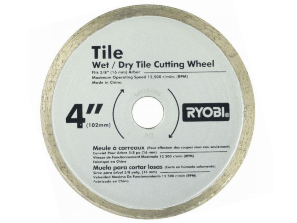 Tarcza RYOBI TSBA1 tarcza tnąca do cięcia gresu ceramiki granitu pasuj do przecinarki do glazury LTS180M marki RYOBI maksymalna prędkość obrotowa do 12500 obr/min pewne i szybkie cięcie dokładniejsze wykończenie miejsca roboczego