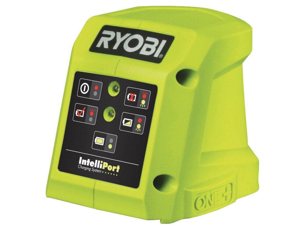 Ładowarka RYOBI ONE+ RC18115 czas ładowania baterii o pojemności 1,5 Ah około godziny wskaźniki diodowe inteligentny system monitoringu analizuje napięcie i temperaturę maksymalna trwałość