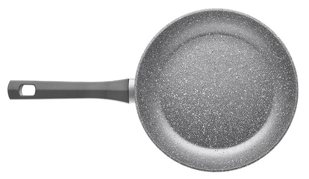 Patelnia AMBITION Silverstone 28 cm wysoka jakosc nieprzywierajaca powloka Qualum Basic Stone Edition raczki soft Touch