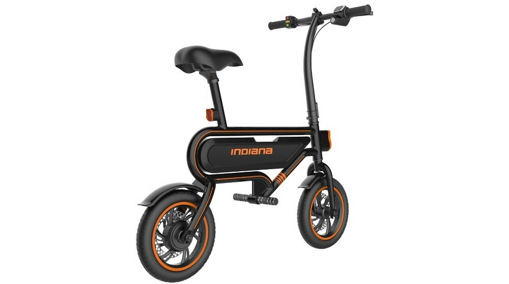 Rower elektryczny INDIANA E-Scooter Czarny silnik bateria zasieg predkosc wyswietlacz