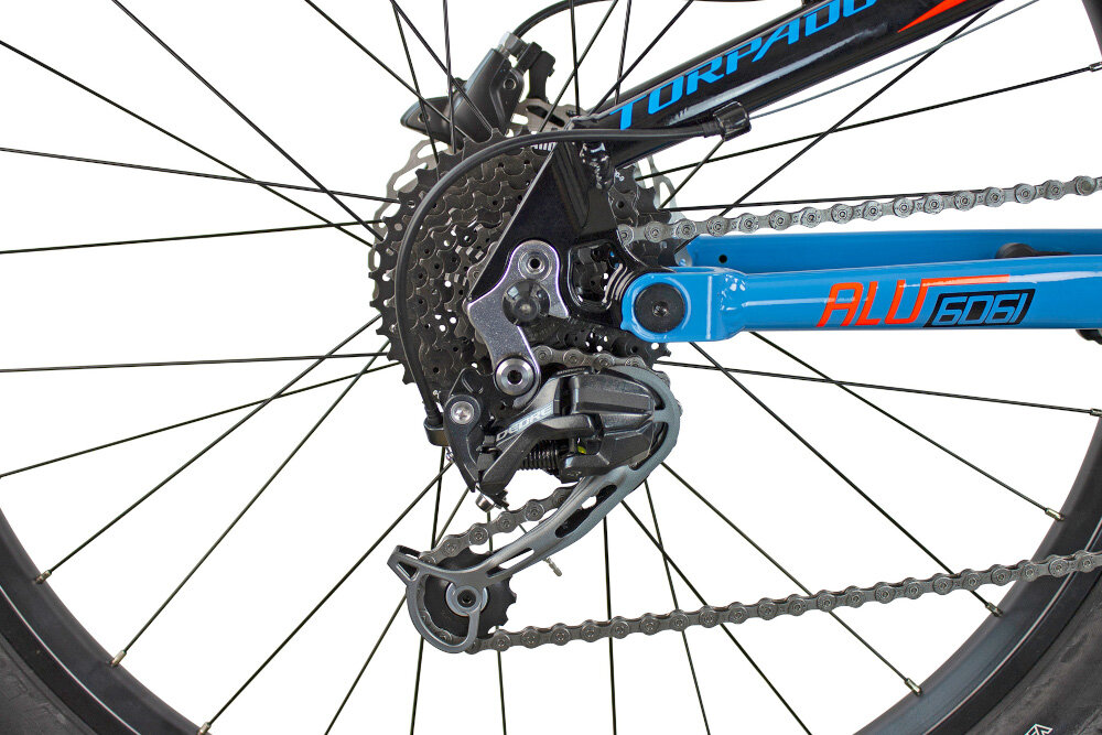 Rower elektryczny TORPADO Thor Maxdrive 27.5 M16 Niebiesko-pomarańczowy - hamulec v-brake aluminium