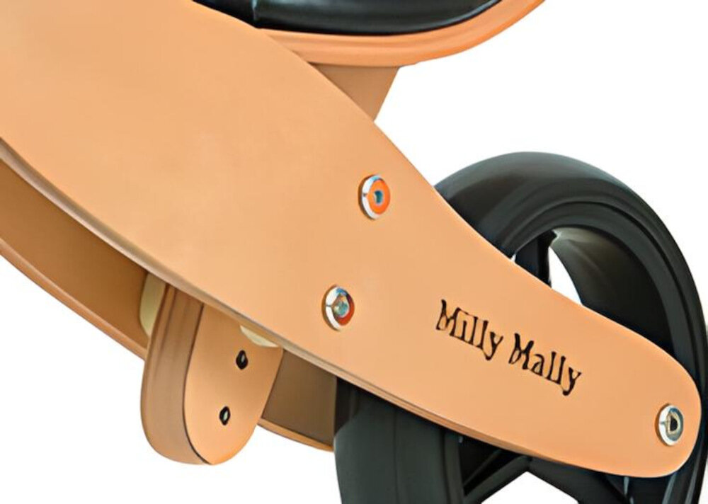 Rowerek biegowy MILLY MALLY Jake Natural 2w1 Jasnobrązowy wytrzymała drewniana rama w kolorze naturalnego drewna lekki waga 2,13 kg dla dzieci powyżej 12 miesiąca życia