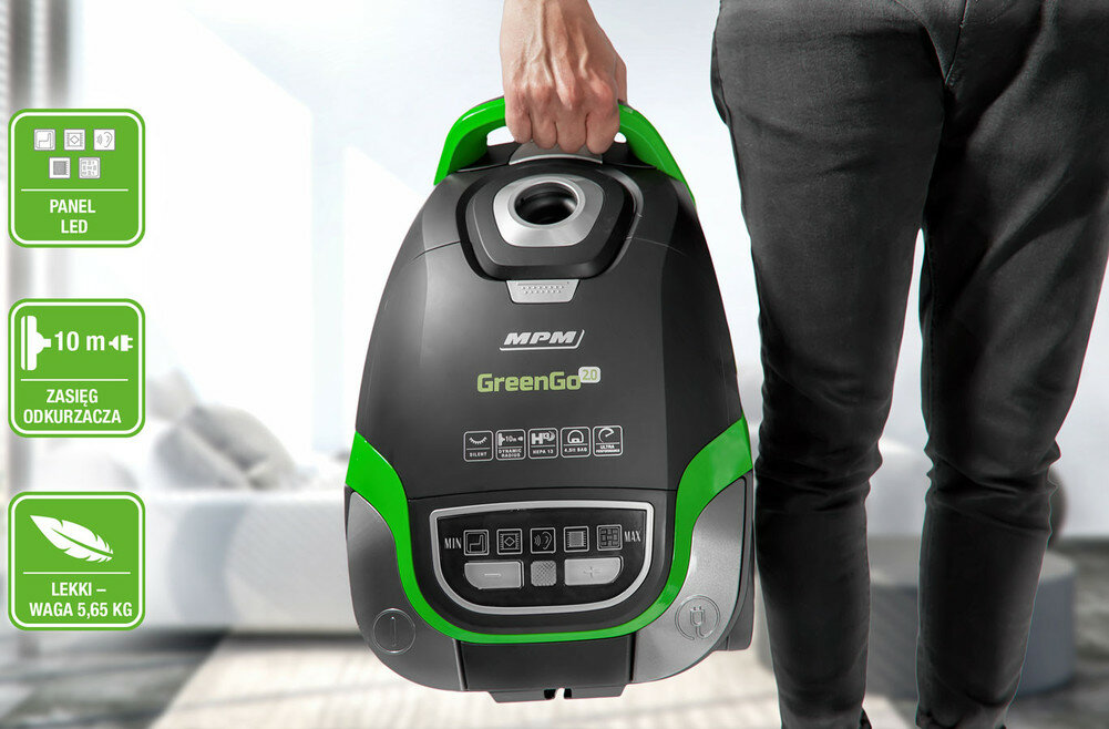 Odkurzacz MPM GreenGo 2.0 MOD-32 panel sterowania led waga zasieg