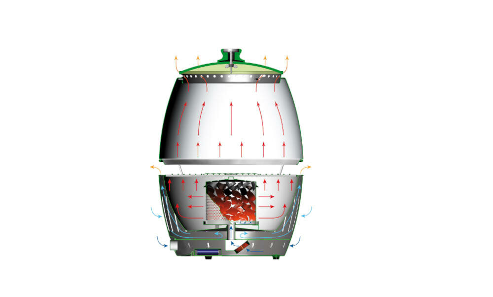 LOTUSGRILL G-AN-280 obieg powietrze węgiel dwuwarstwowa konstrukcja cyrkulacja grill swobodne przenoszenie