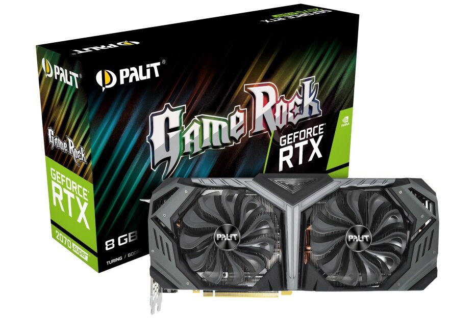 Karta graficzna PALIT GeForce RTX 2070 Super GameRock 8GB - wygląd ogólny opakowanie bezkompromiosyw model procesor TU104 8GB GDDR6 wysoka rozdzielczość