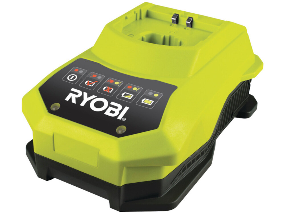 Ładowarka RYOBI BCL14181H temperatura ładowania w zakresie od 0 do 50 stopni czas ładowania baterii o pojemności 1,3 Ah około 45 minut wskaźniki diodowe maksymalna wydjaność kondycjonowane tryb konserwacji