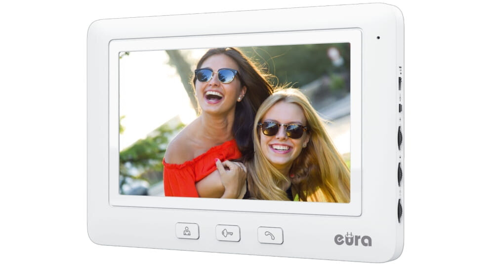 Zestaw wideodomofonowy EURA VDP-45A3 Biały 7-calowy monitor VDA-45A3 obraz w technologii TFT-LCD pokretla przycisk 16 melodii gongu