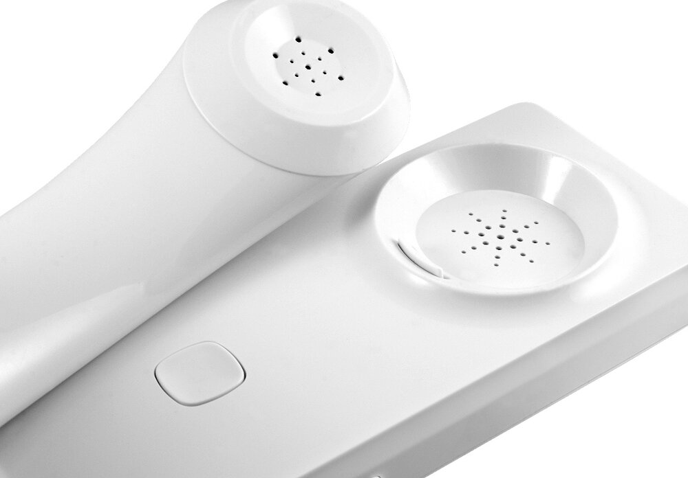 Wideodomofon EURA VDP-50A3W Czarny Wi-Fi unifon słuchawkowy EURA ADA-50A3 PROXIMA z wytrzymałego tworzywa sztucznego o białym kolorze komponenty wewnętrzne odpowiednio zabezpieczono przed uszkodzeniem wysoka jakośc solidne wykonanie