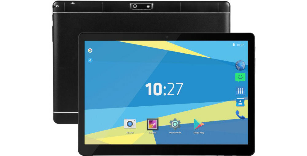 Tablet OVERMAX Qualcore 1027 10.1 2/16 GB LTE Wi-Fi Czarny wyglad front tyl