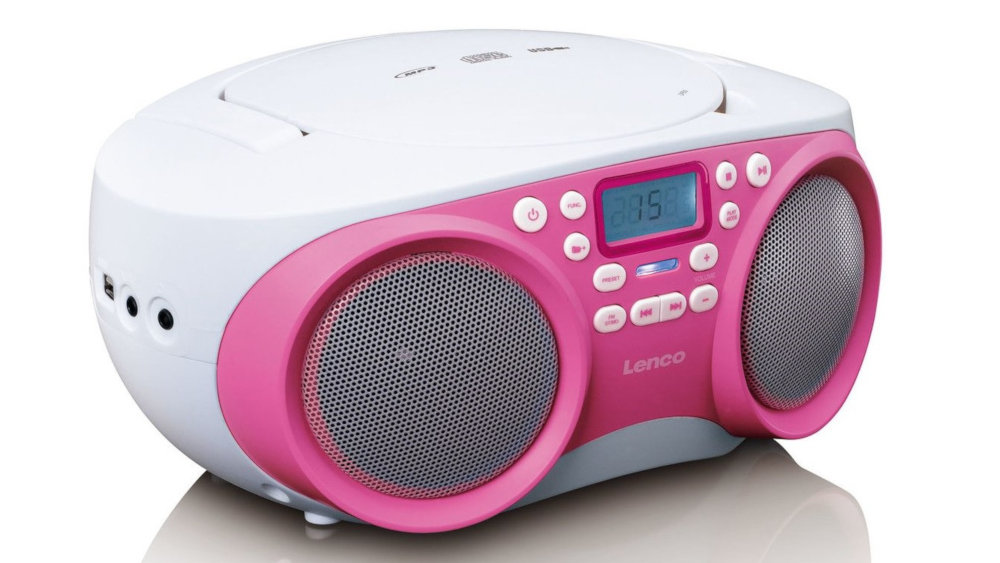 Radioodtwarzacz LENCO SCD-301 Bialo - Rozowy - Złącza