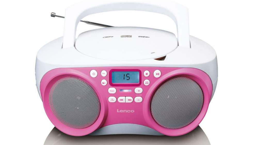Radioodtwarzacz LENCO SCD-301 Bialo - Rozowy - Złącze Słuchawkowe