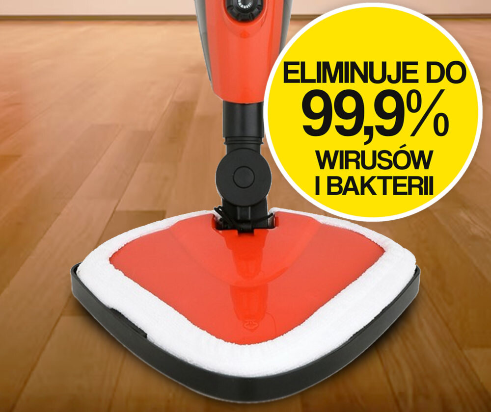 Mop parowy LUND 67220 Funkcja płynnej regulacji 10-26g/min powierzchnia od 35 do 45m2 pojemnosc zbiornika 450 ml