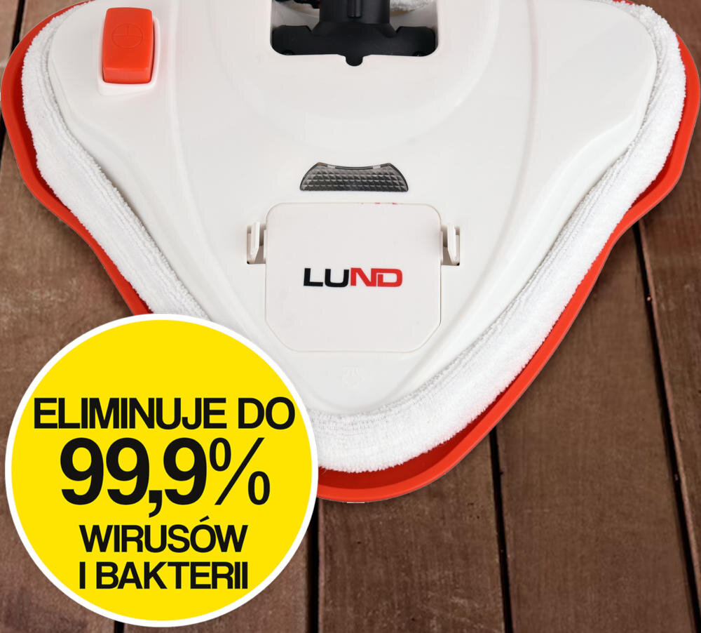 Mop parowy LUND 67221 Funkcja płynnej regulacji 10-26g/min powierzchnia od 35 do 45m2 pojemnosc zbiornika 450 ml Lampa UV 3 baterii AA
