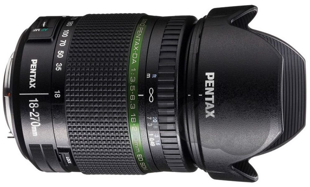Obiektyw PENTAX SMC DA 18-270mm F-3.5-6.3 ED SDM ogniskowa przysłona ostrość pierścienie optyka soczewki powłoki montaż bagnet światło jasność zoom filtry waga