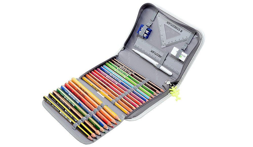 PIÓRNIK STEP BY STEP Z WYPOSAŻENIEM kredki trójkątne